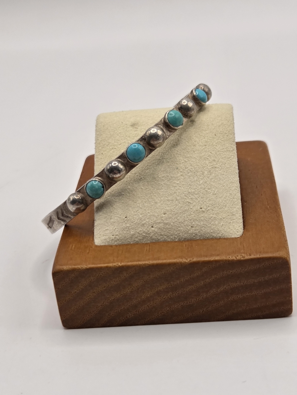 Vintage Zuni Snake Eye Turquoise Stacker Cuff Bracelet Sterling Silver - Picture 6 of 9